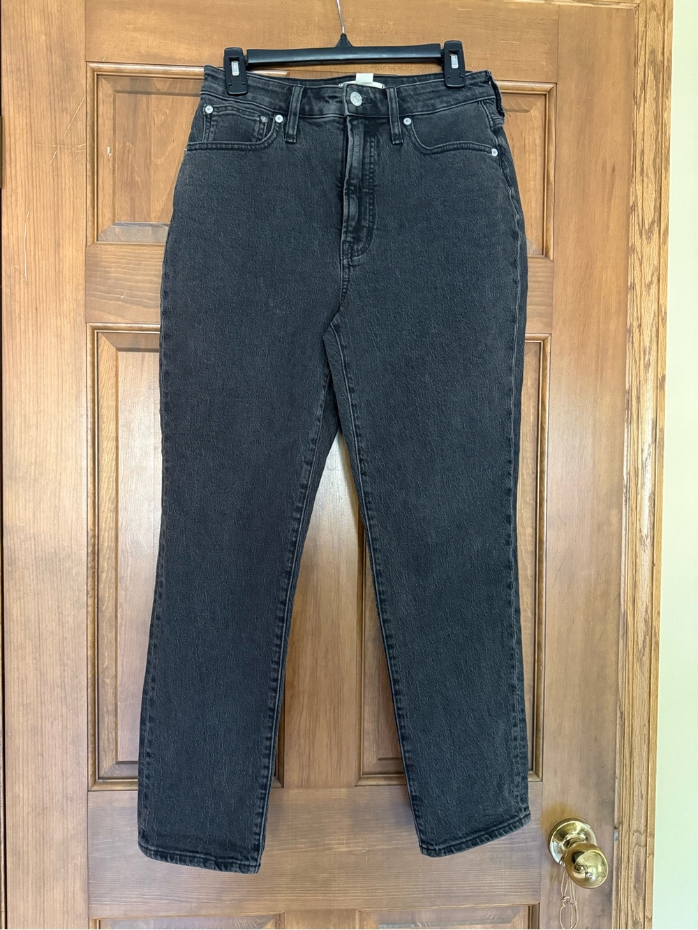 Madewell High-Rise Washed Black Straight Jeans